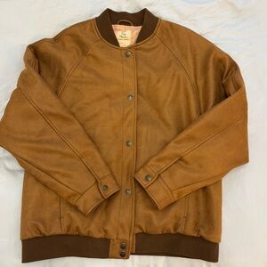 Free people We The Free Wild Rose Vegan brown Suede Bomber Jacket